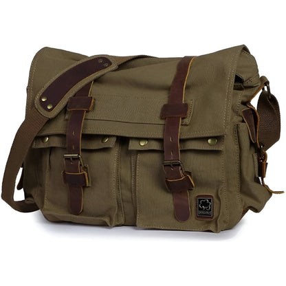 Nuxetia – Men’s Vintage Canvas Messenger Bag with PU Leather Accents