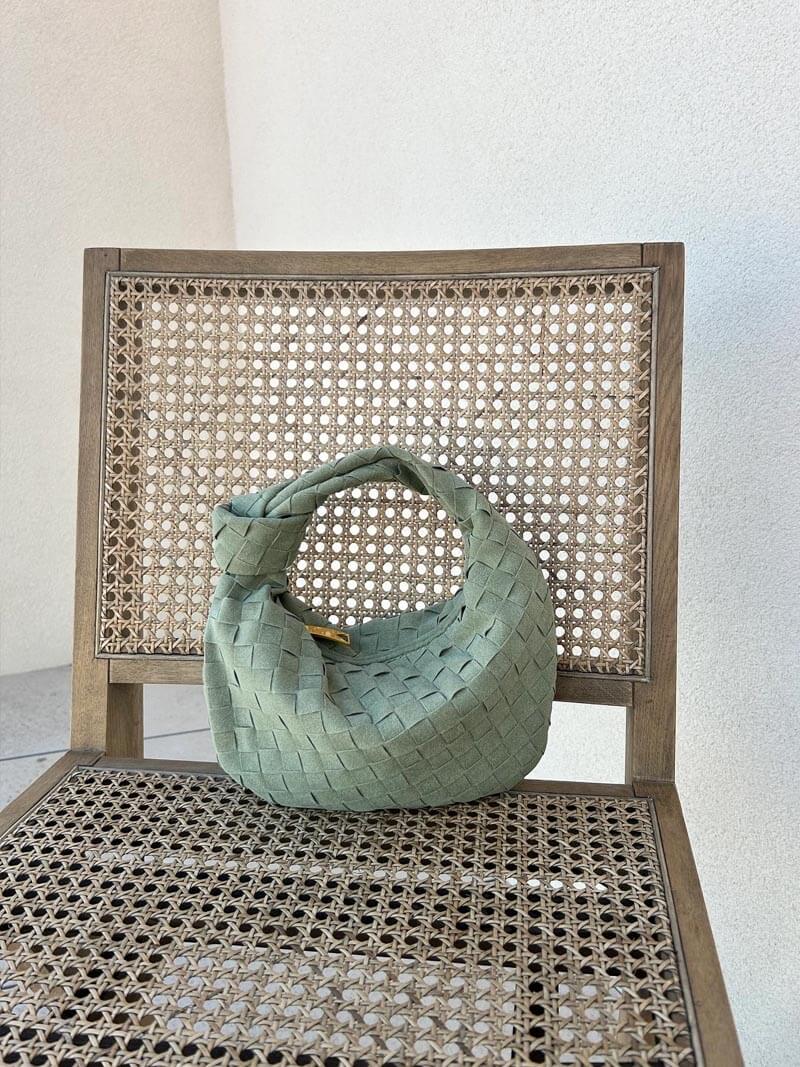 Nuxetia – Women’s Mini Vegan Suede Shoulder Bag with Woven Knot Design