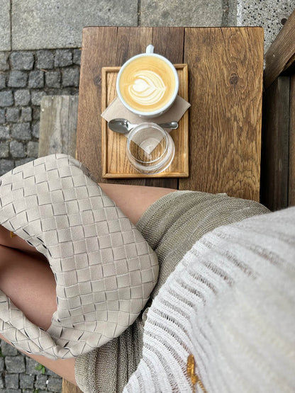 Nuxetia – Women’s Mini Vegan Suede Shoulder Bag with Woven Knot Design